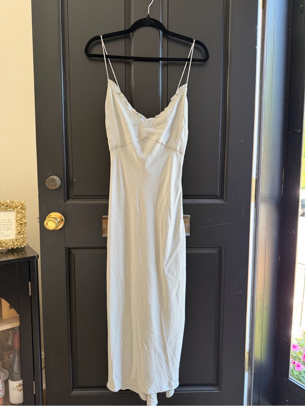 Abercrombie & Fitch Cream Slip Midi Dress with Lace Trim